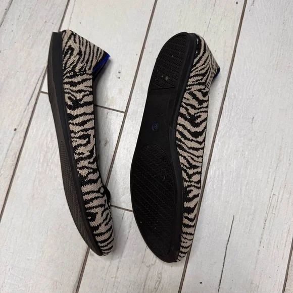 Rothy’s The Flat Round Toe Shoes Women’s Size 7.5 Zebra Print Slip On - Picture 4 of 6